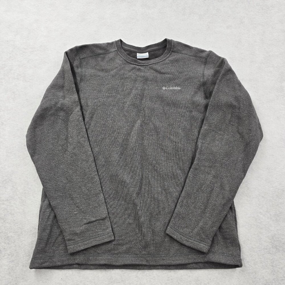 Columbia Long Sleeve Crewneck Sweater Shirt Mens Sz M Logo Gray Gorpcore Outdoor